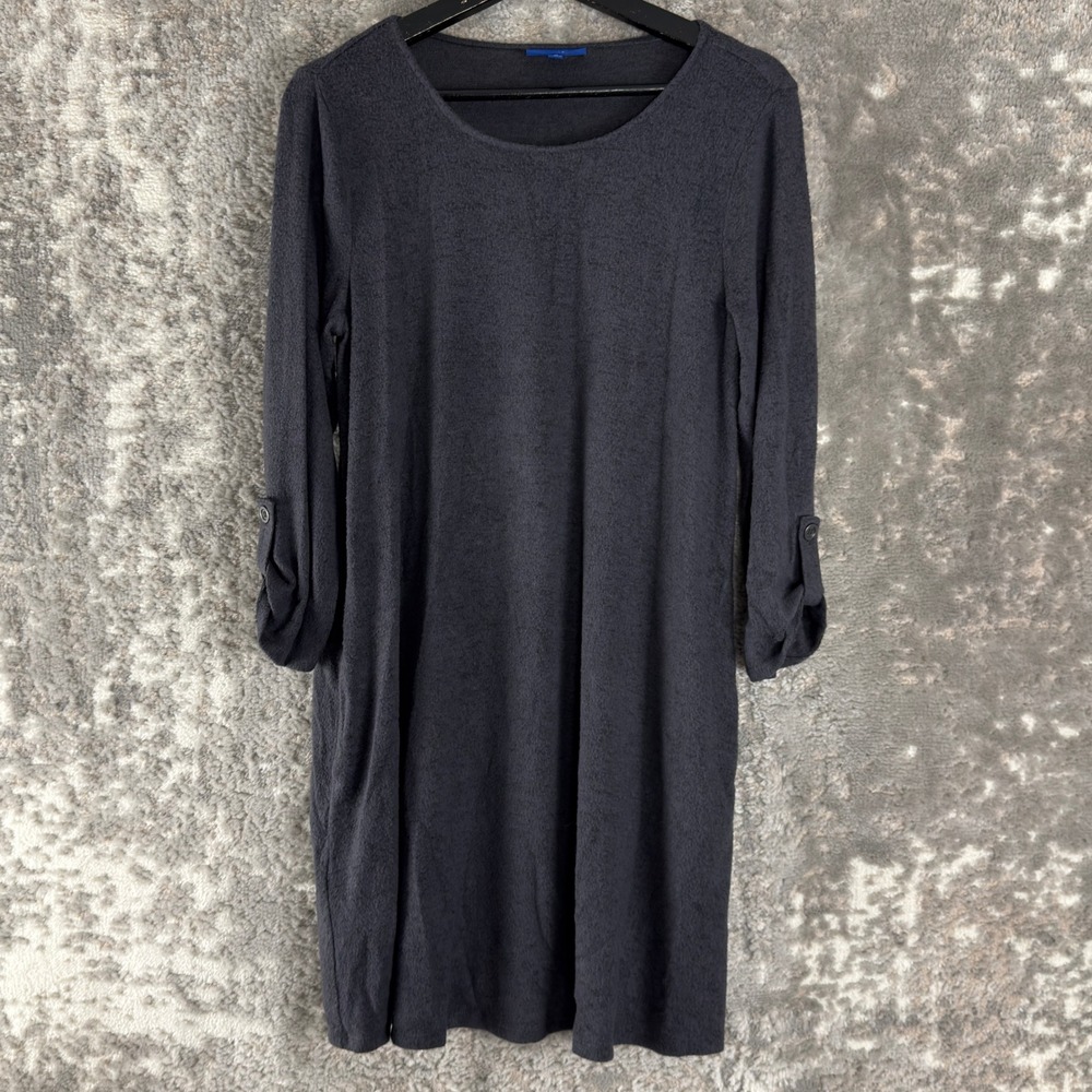 Apt. 9 Size M Roll Tab Sleeve Soft Knit Tunic‎ Dress Charcoal Gray Long Sleeve